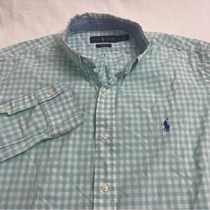 Ralph Lauren Gingham Poplin Shirt Button Up Long Sleeve Stretch Men’s Large